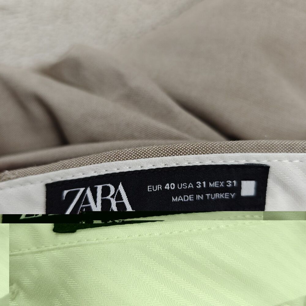 Zara Dress Pants Men's 31x31 Beige Straight Leg Suit Trousers - Picture 6 of 12